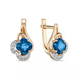 Золотые серьги c топазом и бриллиантами