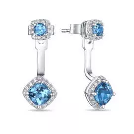 Золотые серьги c топазом и бриллиантами