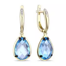 Золотые серьги c топазом и бриллиантами