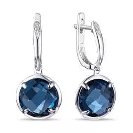 Золотые серьги c топазом и бриллиантами