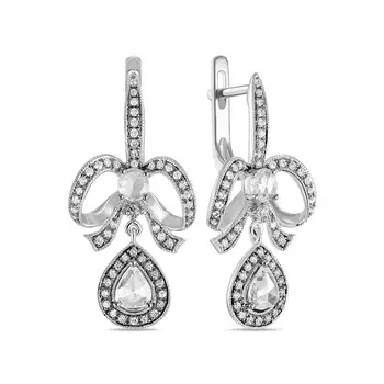 Золотые Серьги c топазом и бриллиантами