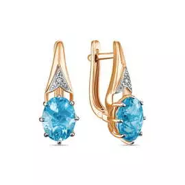 Золотые серьги c топазом и бриллиантами