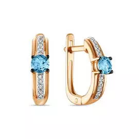 Золотые серьги c топазом и бриллиантами