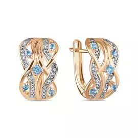 Золотые Серьги c топазом и бриллиантами