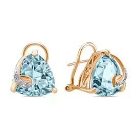 Золотые серьги c топазом и бриллиантами