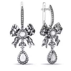 Золотые серьги c топазом и бриллиантами