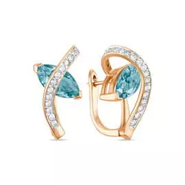 Золотые Серьги c топазом и бриллиантами