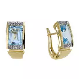 Золотые серьги c топазом и бриллиантами