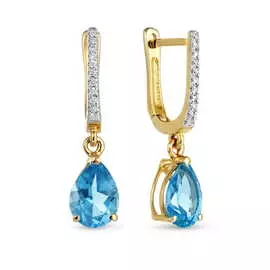 Золотые серьги c топазами и бриллиантами