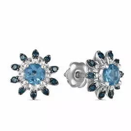 Золотые серьги c топазом и бриллиантами