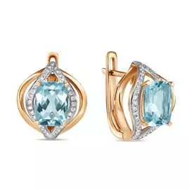 Золотые серьги c топазом и бриллиантами