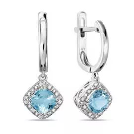 Золотые Серьги c топазами и бриллиантами