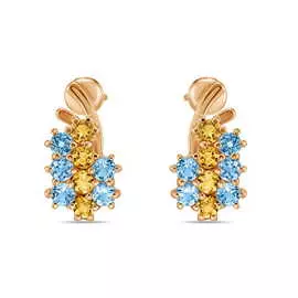 Золотые серьги c топазом и цитрином