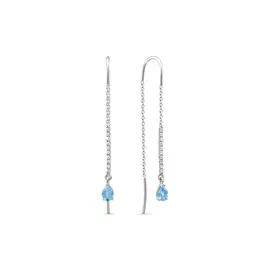 Золотые серьги c топазом и фианитами