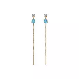 Золотые серьги c топазом и фианитами