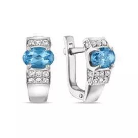 Золотые серьги c топазом и фианитами