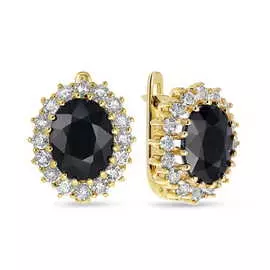 Золотые серьги c топазом и сапфирами