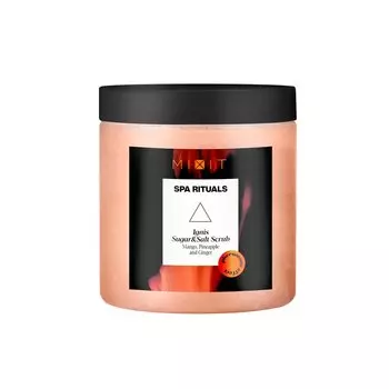 Обновляющий сахарно-солевой скраб для тела с экстрактами манго, ананаса и имбиря, 250 г.