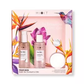 Трёхступенчатый уход за нормальной и склонной к жирности кожи лица