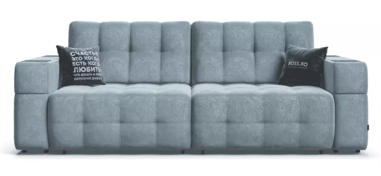 Диван BOSS.XO LITE велюр блу дизайн / WOOD Dark