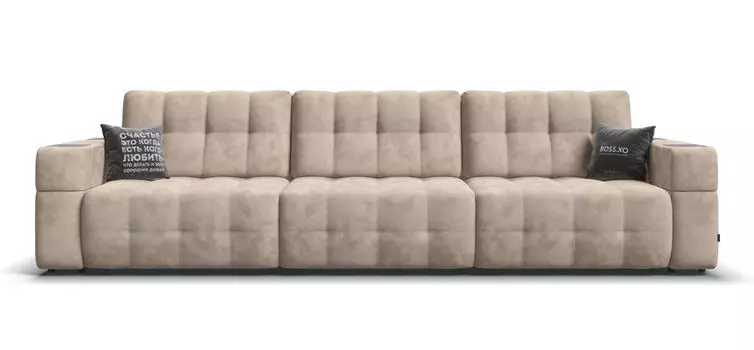 Диван BOSS.XO MAX Велюр Alkantara пепел / WOOD Rock