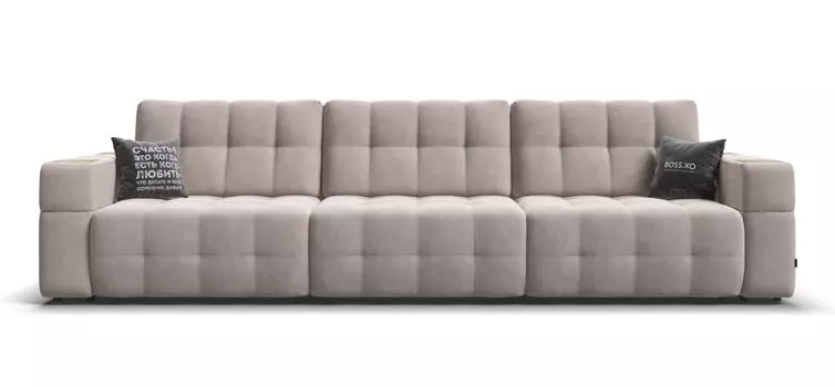 Диван BOSS.XO MAX велюр Monolit латте / WOOD Snow