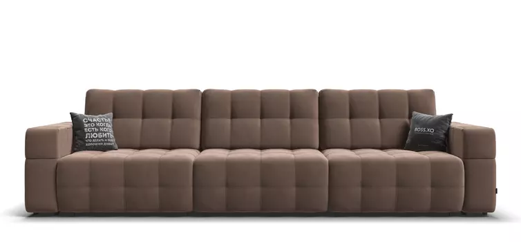 Диван BOSS.XO MAX велюр Monolit мокко / WOOD Smok