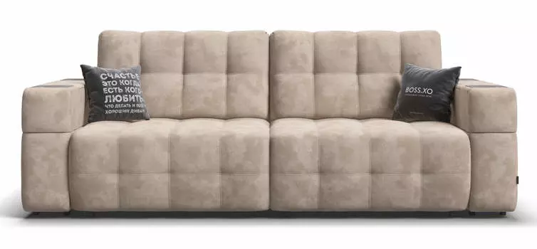 Диван BOSS.XO велюр Alkantara пепел / WOOD Rock