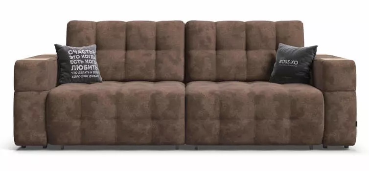 Диван BOSS.XO велюр Alkantara шоколад / WOOD Real
