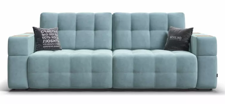 Диван BOSS.XO велюр Monolit аква / WOOD Snow