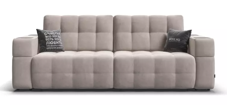 Диван BOSS.XO велюр Monolit латте / WOOD Snow