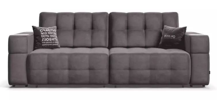 Диван BOSS.XO велюр серый / WOOD Snow