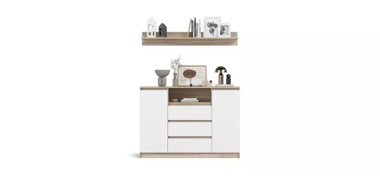 Гостиная Сплит-140-2 Белый снег фасад, Сонома