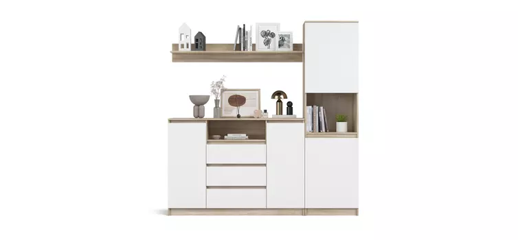 Гостиная Сплит 195-2 Белый снег фасад, Сонома