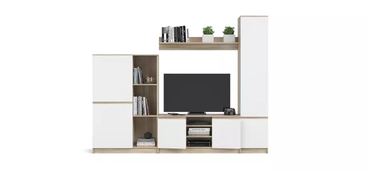 Гостиная Сплит 255-2 Белый снег фасад, Сонома