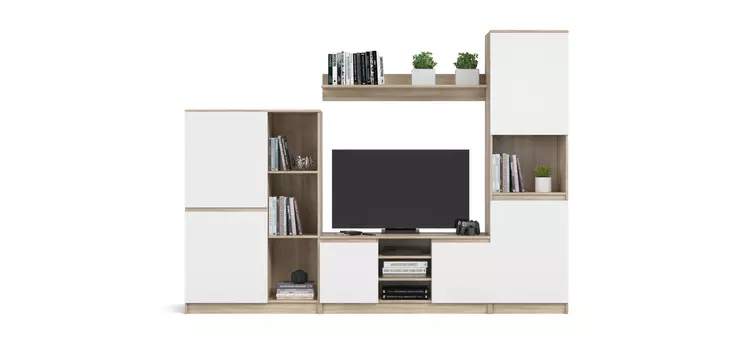 Гостиная Сплит-270 Белый снег фасад, Сонома