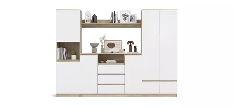 Гостиная Сплит 275-3 Белый снег фасад, Сонома