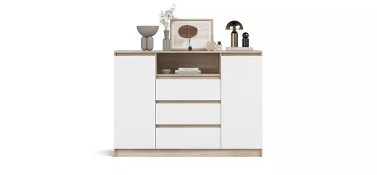 Комод Сплит 140 Белый снег фасад, Сонома