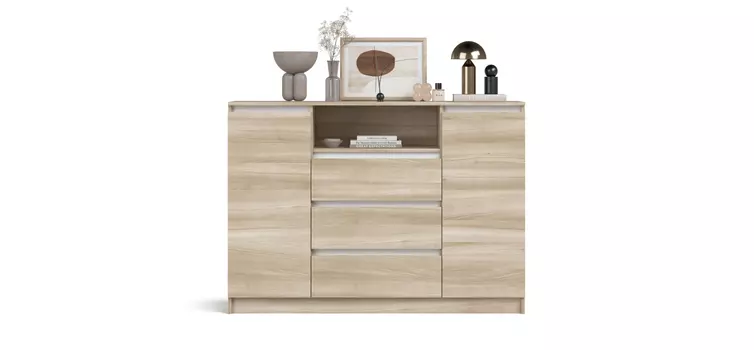 Комод Сплит 140 Дуб Сонома, Белый снег