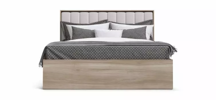 Кровать Люкс 2.0 160*200 Экокожа Белая, Сонома