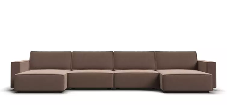 П-образный диван BOSS SOFT MODOOL велюр Monolit мокко