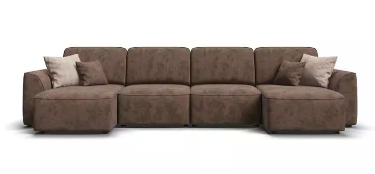 П-образный диван KING MODOOL Велюр Alkantara шоколад