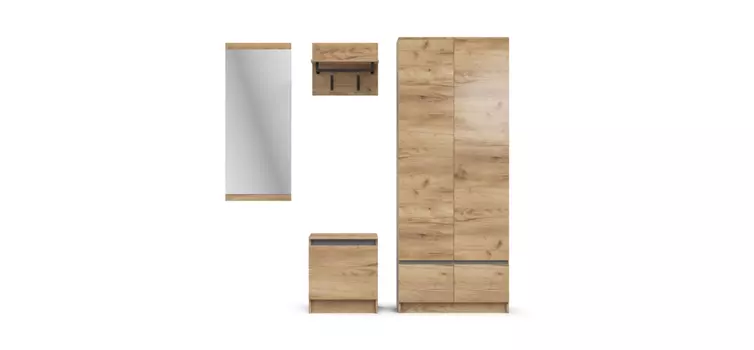 Прихожая СПЛИТ 6 Крафт табачный, Серый графит