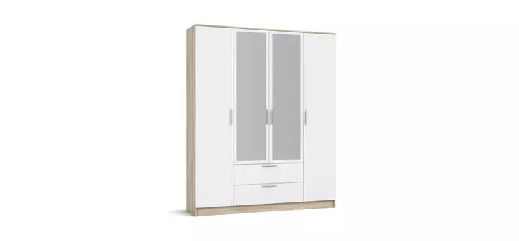 Шкаф РИМ 180(42) 4Д NEW Сонома, Белый снег