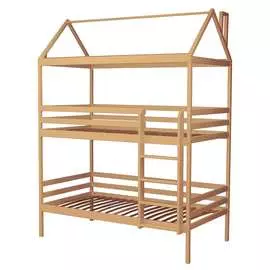 Двухъярусная кровать-домик (Можга) Красная Звезда, цвет бук