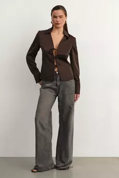 Блуза из сатина с декоративными завязками