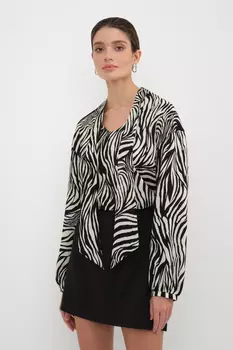 Блуза с бантом принт зебра