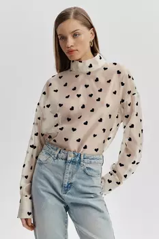 Блуза свободного силуэта из органзы