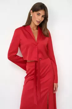 Блузка из атласа с завязками