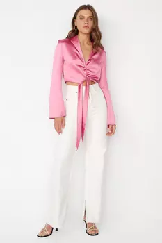 Блузка с завязками из атласа